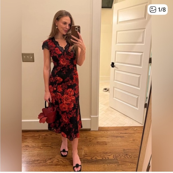 new Tiffie v neck midi dress in Basilica floral print - Picture 3 of 8